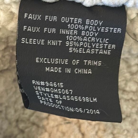 Sam Edelman Women's Black Faux Leather Sherpa Lined Wrap Coat Jacket Medium - Picture 7 of 8